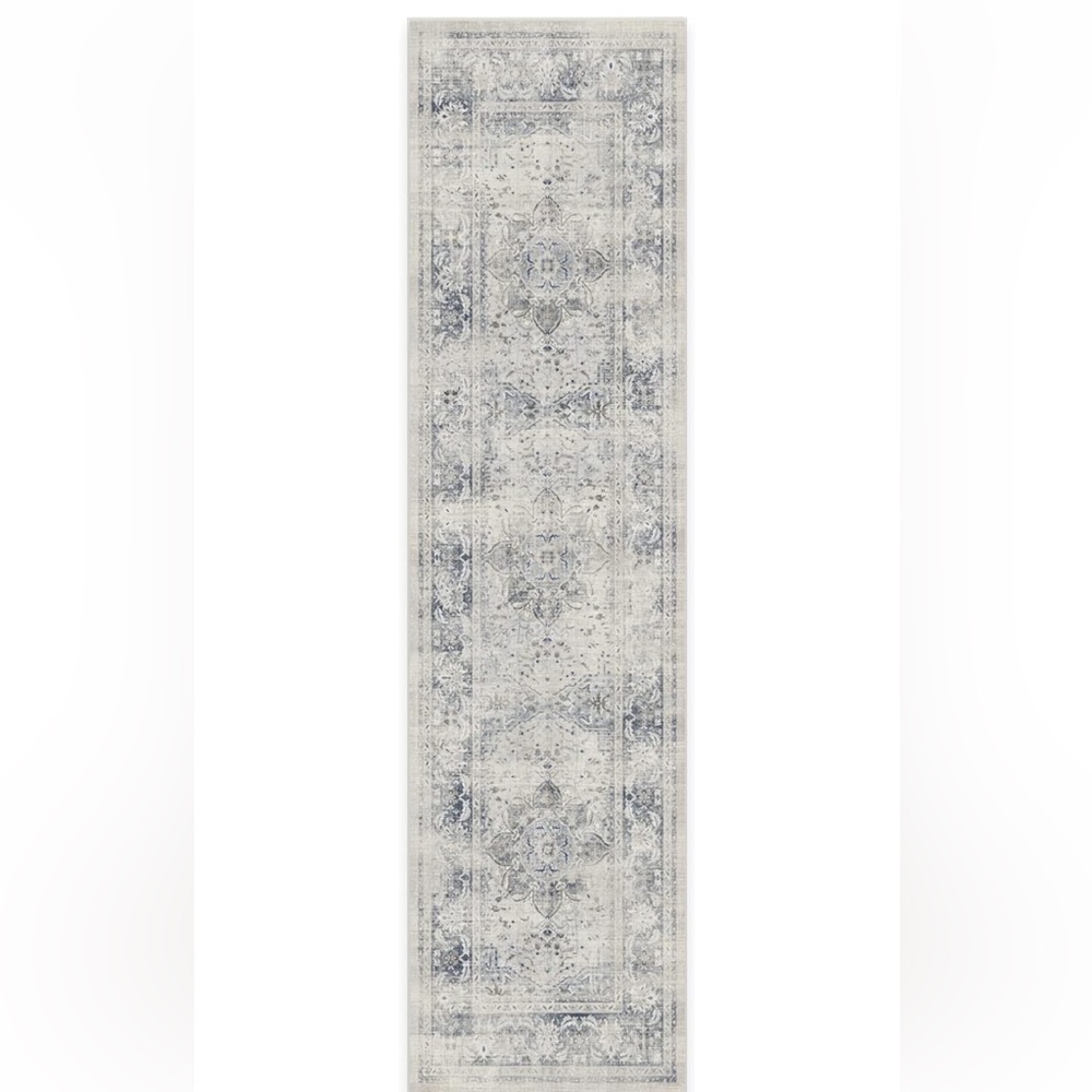 Ruggable Sarrah Blue Quartz Machine Washable Runner with pad 2.5’x10’